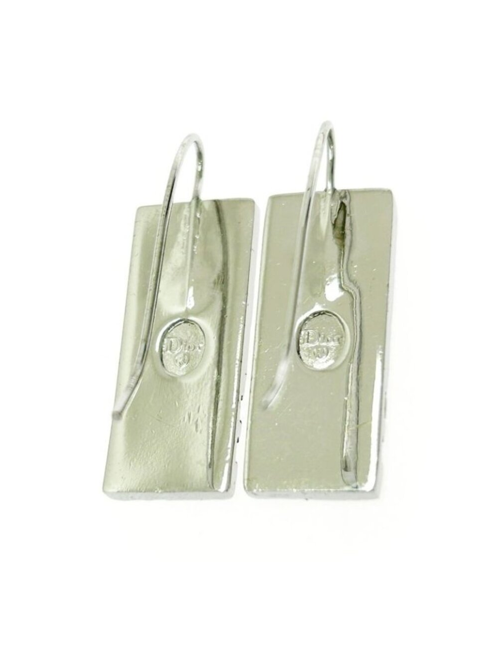 Christian Dior Trotter Plate Earrings Women Silver Black - Picture 3 of 4